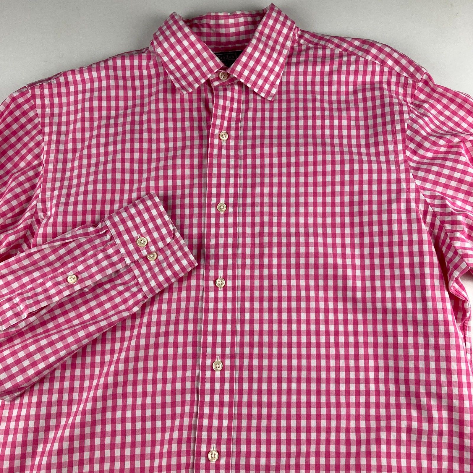 Polo Ralph Lauren Shirt Mens 165 3435 Pink Gingham Custom Fit